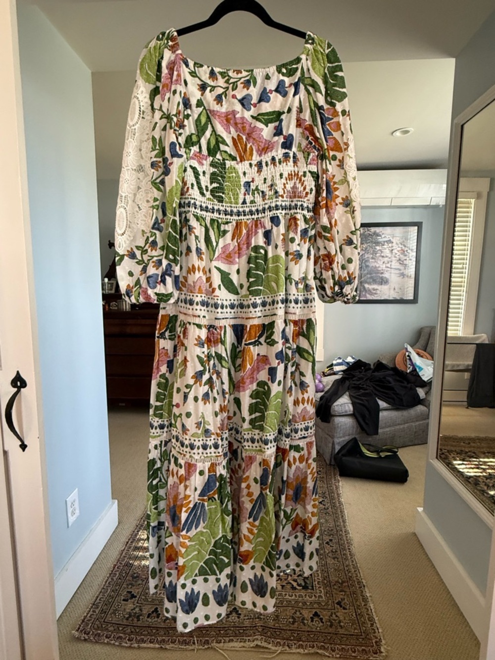 FARM Rio Floral Tropical Midi Dress in blue, green, pink - Picture 10 of 14